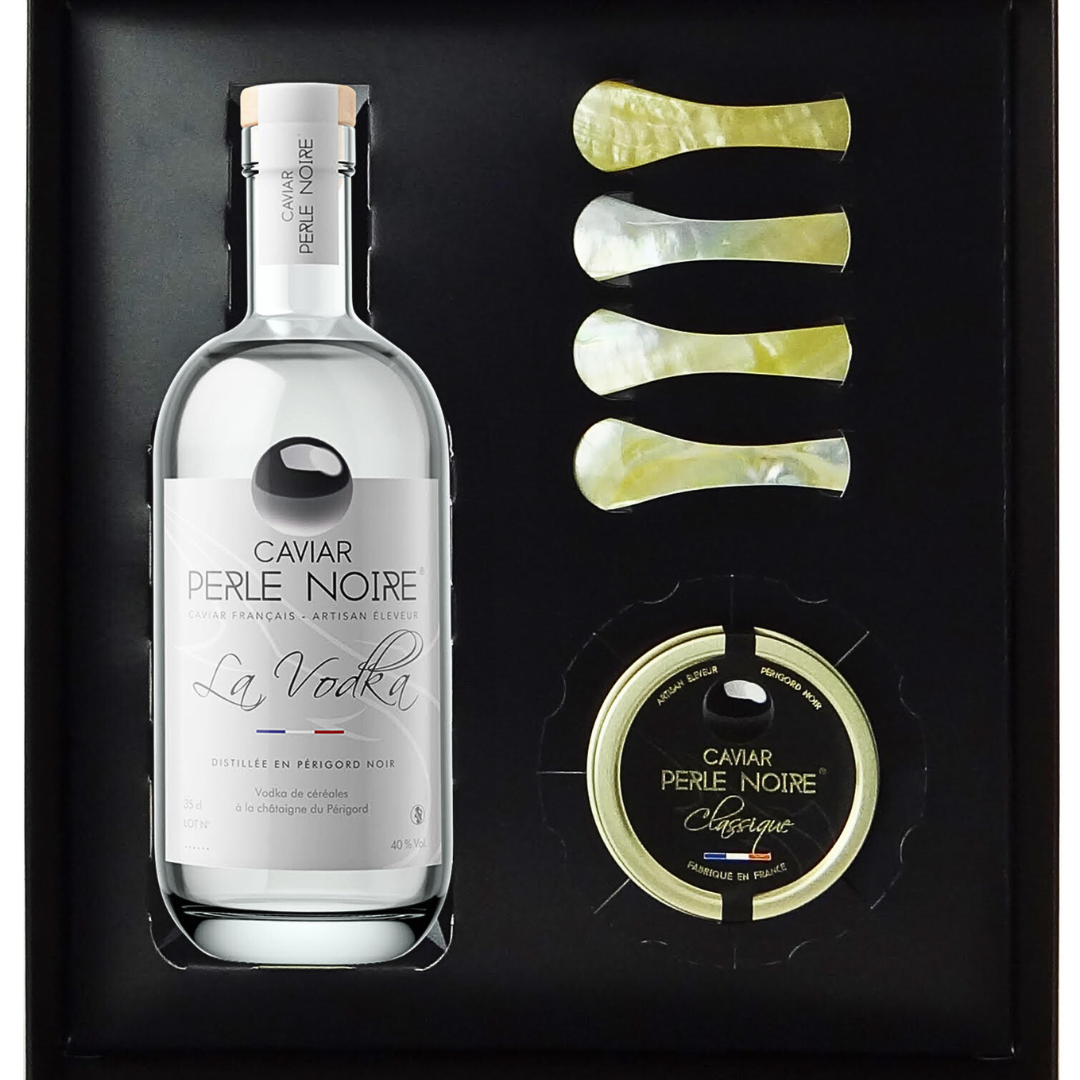 coffret cadeau de Noel vodka caviar classique